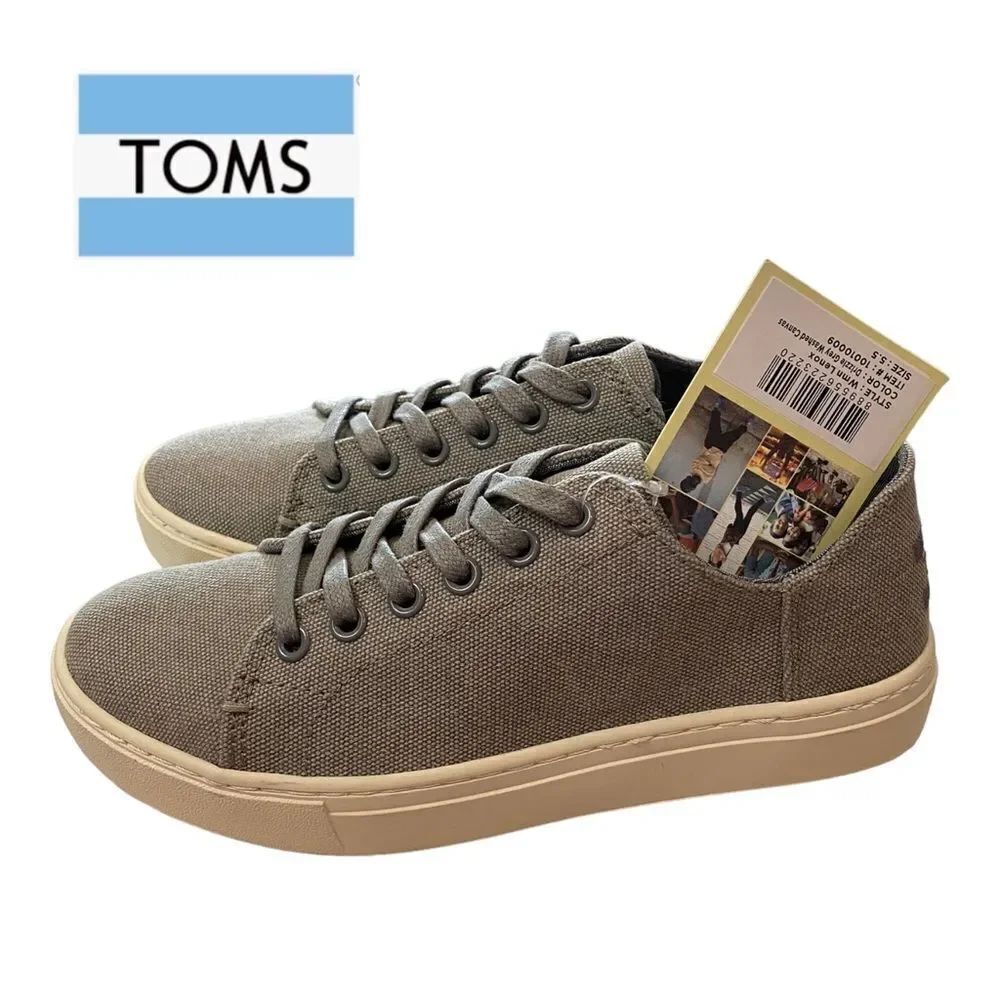 TOMS Lenox Drizzle Grey Washed Canvas Women's Sneakers NEW 5.5